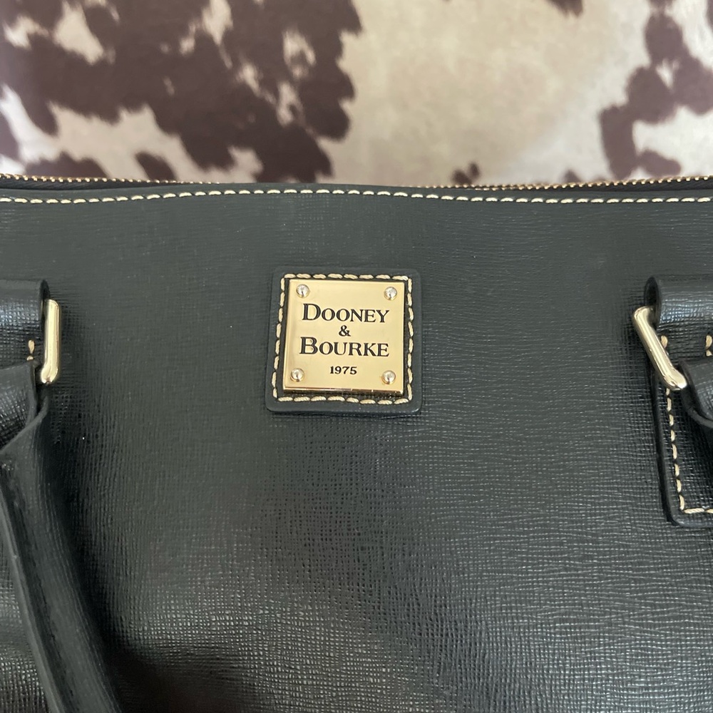 Dooney & Bourke Black Satchel with Gold Details
